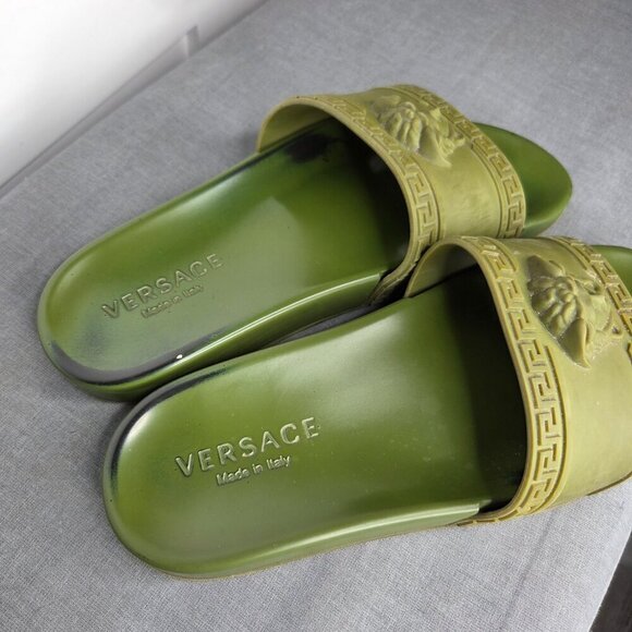 Men\'s Versace Olive Green Rubber Medusa Slip-On Sandals US 10 EU 44 main image 8